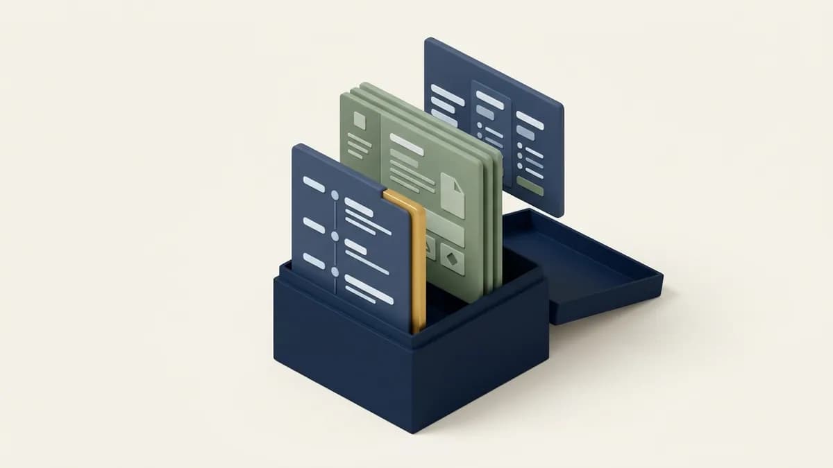 An opened release box with changelog, docs and pricing pages rising out of it