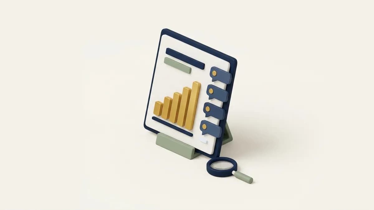 A report page charting chat bubbles marked with gold citation dots and a rising trend