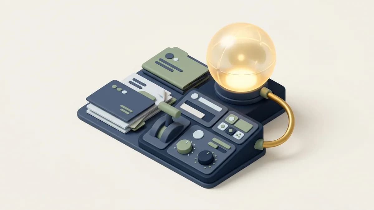An assistant orb plugged into a control panel of levers and dials