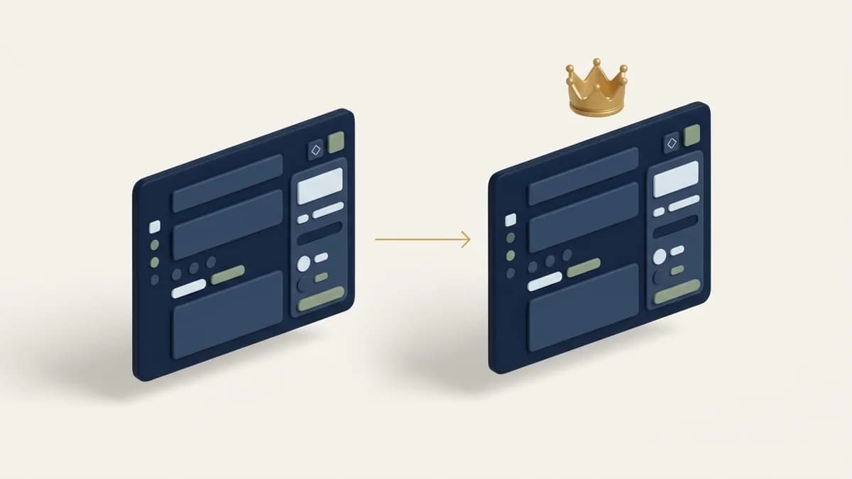 Two near-identical pages, one marked with a gold crown as the canonical and the other pointing to it